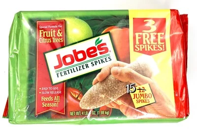 Jobes Fertilizer Jumbo Spikes Formula-Bountiful Fruit & Citrus Qty 15 (10-15-15) - Image 1 of 3
