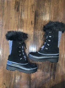 Khombu Nordic 2 Damen Winterstiefel schwarz Wildleder Leder Kunstfell Größe 6 - Bild 1 von 9