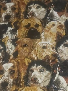 LARGE DOG HEADS - 1 YARD 4 INCHES - 100% COTTON - Picture 1 of 6