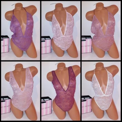 Victoria Secret Lingerie Teddy One Piece Bodysuit Lace Pull On Thong Plunge New - Image 1 of 2