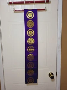 Vintage Japanese Hanhaba Obi Purple With Gold Design For Yukata - Picture 1 of 5