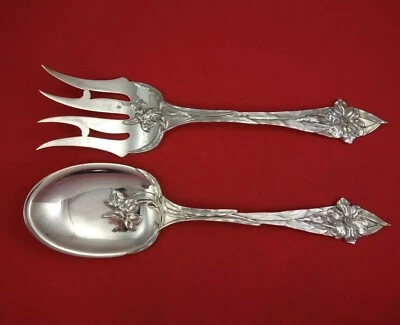 Juego de servir ensalada de plata esterlina Narcissus by Towle 2 piezas con asas de hojas de flores Foto 1 de 4
