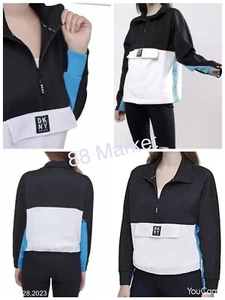 DKNY Damenpullover 1/2 Reißverschluss Sportpullover TOP Größe M halber Reißverschluss schwarz NEU - Bild 1 von 13
