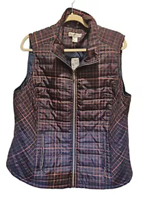 Neu mit Etikett Christopher Banks marineblau/rost karierte Damen-Steppweste, Größe XL - Bild 1 von 5