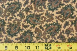 By 1/2 Yd, Brown & Green Paisley on Tan Flannel, Marcus Brothers, B1678 - Picture 1 of 7