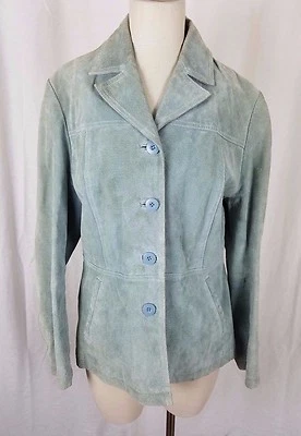 Chaqueta Blazer Wilsons Máxima de Cuero para Mujer L Verde Completamente Abotonada Trabajo a Piezas  Foto 1 de 4