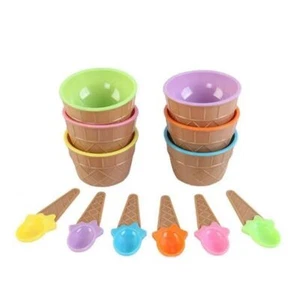 6Pack Durable Dessert Cup with Spoon Reusable Plastic Tableware Party - Picture 1 of 12