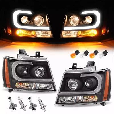 For Chevy Tahoe Suburban Avalanche 2007-2014 LED Sequential Projector Headlights - Image 1 of 4