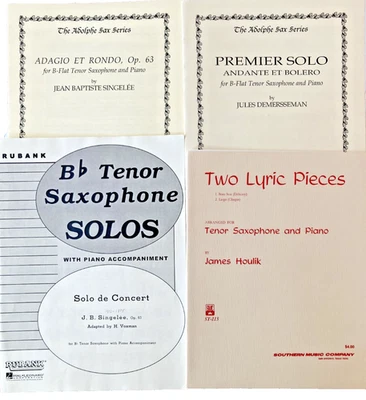 TENOR  SAX  SOLOS  with Piano. 2 from The Adolph Sax Series plus 2 more. - Image 1 of 4