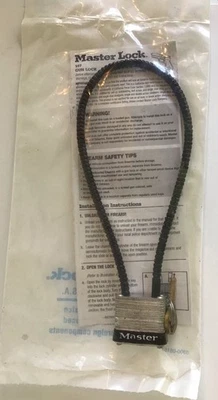 NEW Master Lock Gun Lock 107 With 2 Keys Steel Gunlock and Coated Cable Black - Image 1 of 4