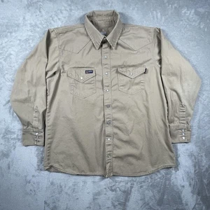 Lapco FR Shirt Mens Large Khaki Flame Resistant Snap Western Workwear - Picture 1 of 9