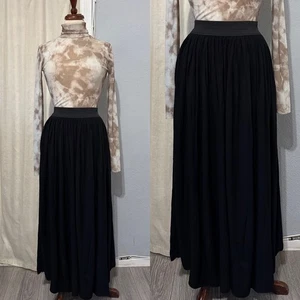 Promesa schwarz Bohemian Maxirock elastische Taille fließend volle Länge Bauer klein - Bild 1 von 11