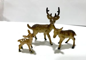3 Stück Vintage 50er Jahre Mini Kunststoff Rentier Weihnachten Hirsch mit Geweih - Bild 1 von 1