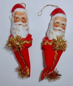 De colección SANTA CLAUS Porcelana Cabeza Terciopelo Rojo Cono Cuerpo Adornos de Navidad H42 - Imagen 1 de 6