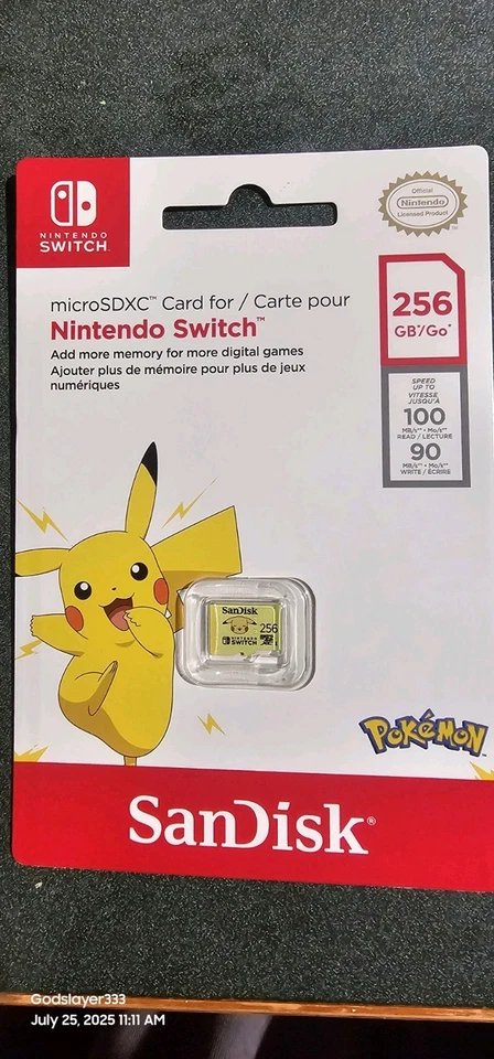 SanDisk 256GB microSDXC Card Pokémon Edition Pikachu - SDSQXAO-256G-GN6Z