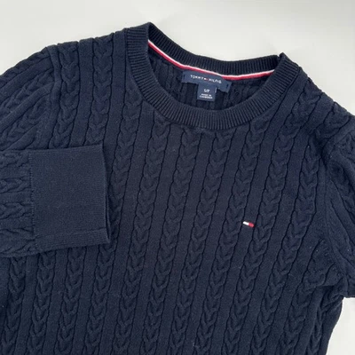 Suéter Tommy Hilfiger tejido con cable cuello redondo para mujer pequeño azul marino Foto 1 de 4