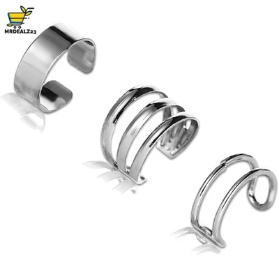3 Stücke Silber Ear Cuff Set Nicht Piercing Ohrklemme Damen Mädchen - Bild 1 von 4