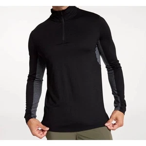 VRST X Smartwool Langarmshirt 1/4 Zip Herren L schwarz grau Merinowolle dehnbar - Bild 1 von 12