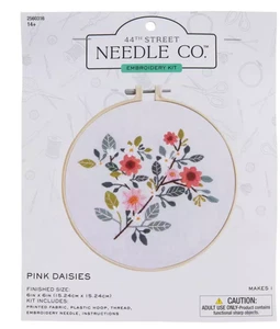 Kit bordado margaritas rosa 44th Street Needle Co - Imagen 1 de 1