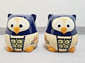 Juego de coctelera de sal y pimienta Temptations Old World azul oscuro búho retirado - Imagen 1 de 8