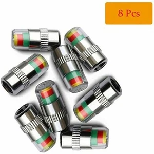 8Pc New Car Tire Pressure Monitor Valve Cap Sensor Indicator 3 Color Eye - Picture 1 of 12