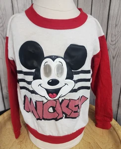 Vintage 80s Mickey Mouse Googly Eye Sweatshirt Walt Disney Productions Kids Red - Picture 1 of 14