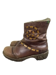 El Naturalista Brown Leather Zip Up Ankle Booties Women’s Sz 40 - Picture 1 of 9