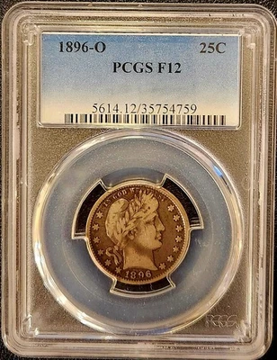 1896-O 25c Barber Silver Quarter PCGS F12 - Image 1 of 2