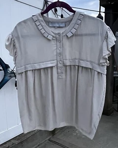 Alexander Wang Short Sleeve 100% Silk Blouse Lt Gray Size 10 Early Collection - Picture 1 of 8