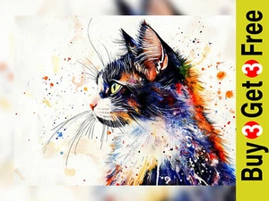 Majestic Cat Profile 5"x7" Print on Matte Paper | Bold Artistic Print - Picture 1 of 7