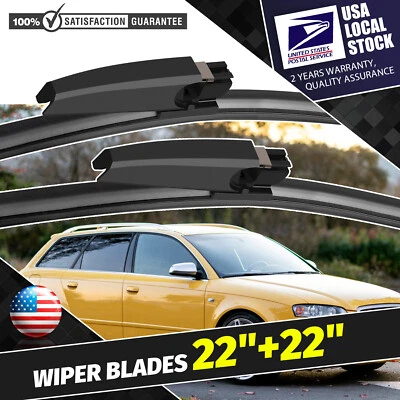 For Audi A4 Quattro 2004-2008 22" &22" Front L&R Windshield Flat Wiper Blade Set - Изображение 1 из 4