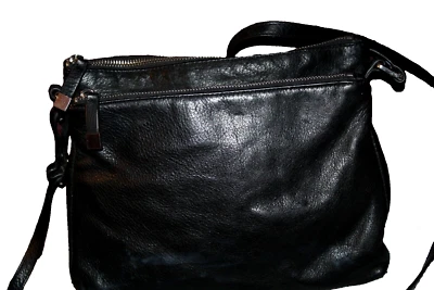 Bolso Bandolera Organizador MARGOT Para Mujer Mediano Cremallera Cuero Genuino Negro Foto 1 de 4