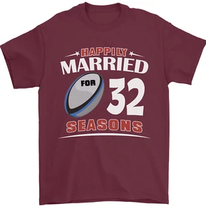 32 Year Wedding Anniversary 32nd Rugby Mens T-Shirt 100% Cotton - Picture 1 of 110