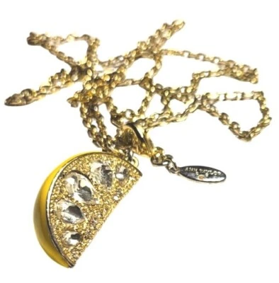 Colar pingente Ann Taylor assinado amarelo limão cunha longo ouro joias femininas - Imagem 1 de 4