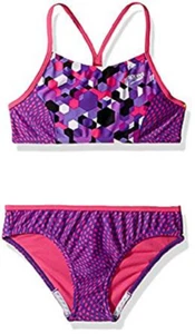 Speedo Girls Hexaplex Splice Two Piece, Speedo Purple, Size 7 - Picture 1 of 1
