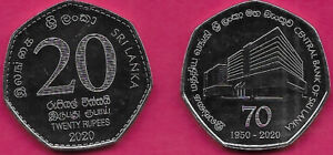 SRI LANKA 20 RUPEES 2020 UNC 1 YEAR TYPE,70th ANNIVERSARY OF THE CENTRAL BANK OF