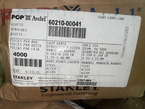 4000 Stanley Pop Avdel Rivets Grip Range .062-.270" Hole Dia .194-.204" Steel - Picture 1 of 5