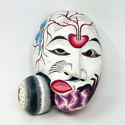 Máscara de danza de teatro de madera étnica pintada tallada a mano abeja asiática colmena insectos naturales Foto 1 de 4