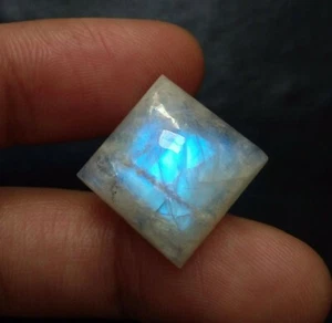 25.55 Ct Natural Rainbow Moonstone Square Cabochon Blue Fire Loose Gem 18x17.6MM - Foto 1 di 6