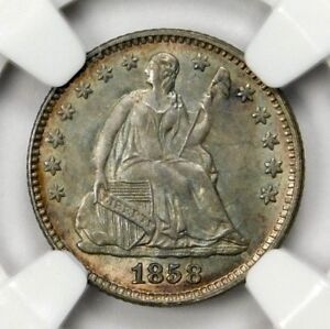 💚CAC💚 NGC MS65 1858 SEATED HALF DIME