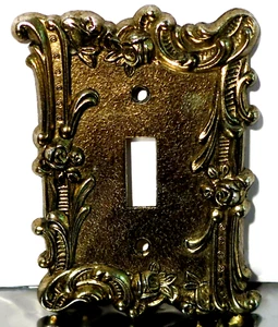 Vintage Charm N Style Brass Rose Scroll Toggle Switch Wall Plate Cover  P/N: 601 - Picture 1 of 2