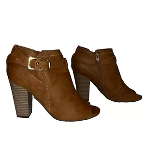 Stivaletti Guess donna pelle marrone punta aperta tacco a blocco misura 8 - Foto 1 di 9