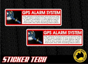 2 x AUTO GPS ALARM SYSTEM WARNING STICKER DECALS SUIT THEFT CAR ALARM SIREN - Foto 1 di 1