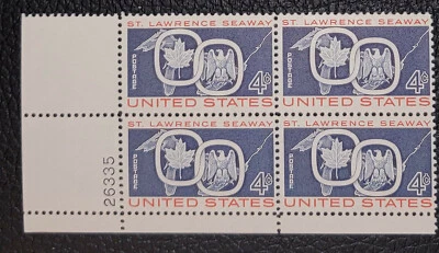 Scott #1131 St. Lawrence Seaway Plate Block of 4 Stamps - MNH - Image 1 of 2
