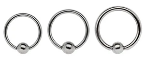 Anello Titanio Set 3 Piercing Bcr Ball Closure IN 1,6mm x 6mm, 7mm + 8mm Misura - Foto 1 di 2