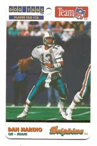 Etiquetas de perro Chris Martin 1992 Dan Marino #30 Salón de la fama Miami Dolphins - Imagen 1 de 2