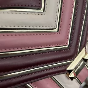 Michael Kors Whitney Large Colorblock Strips Quilted Oxblood Multi Leather pink - Picture 1 of 4