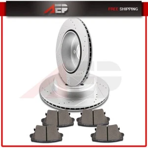 For Chrysler 300C 2005-2015 5.7L V8 Drilled Rear Brake Rotors And Ceramic Pads - Picture 1 of 8