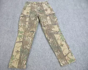 VINTAGE Cabelas Pants Mens 30 Green Camo Cargo Pocket Hunting Outdoors 28x29 - Picture 1 of 10