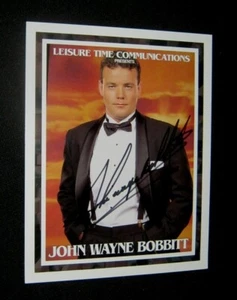 Original JOHN WAYNE BOBBITT UNCUT Leasure Time Communications Signed Photo - Picture 1 of 1